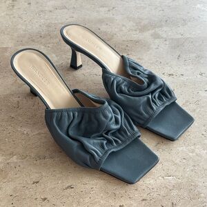Wandler Ava leather ruched square toe heels